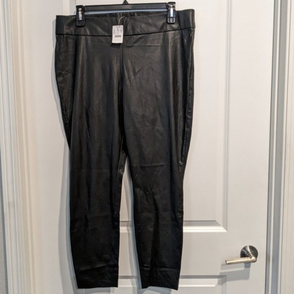 J Crew Vegan Faux Leather Pants Women's XXL Black Pull On NWT - Picture 2 of 16